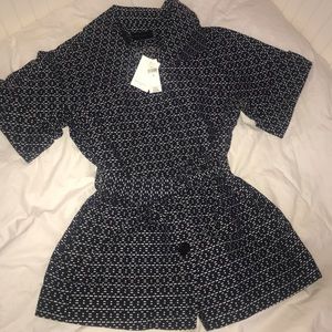 Banana Republic navy and white short sleeve jacket